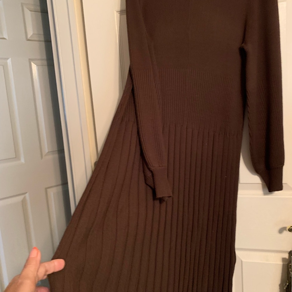 Sweater dress  BY BEAUTIFUL ~ Elegant Brown Ribbed Knit Dress - never worn QVC